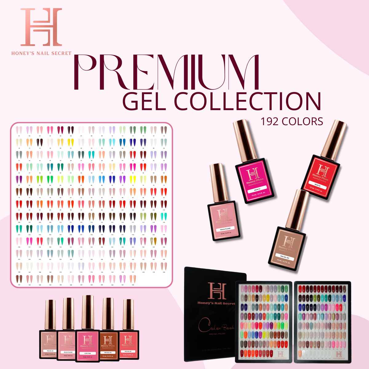 PREMIUM GEL POLISH COLLECTION 192 COLORS ( HEMA-Free & TPO-Free )