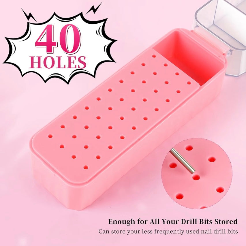 Drill Bit Holder 40 holes ( Pink Color )
