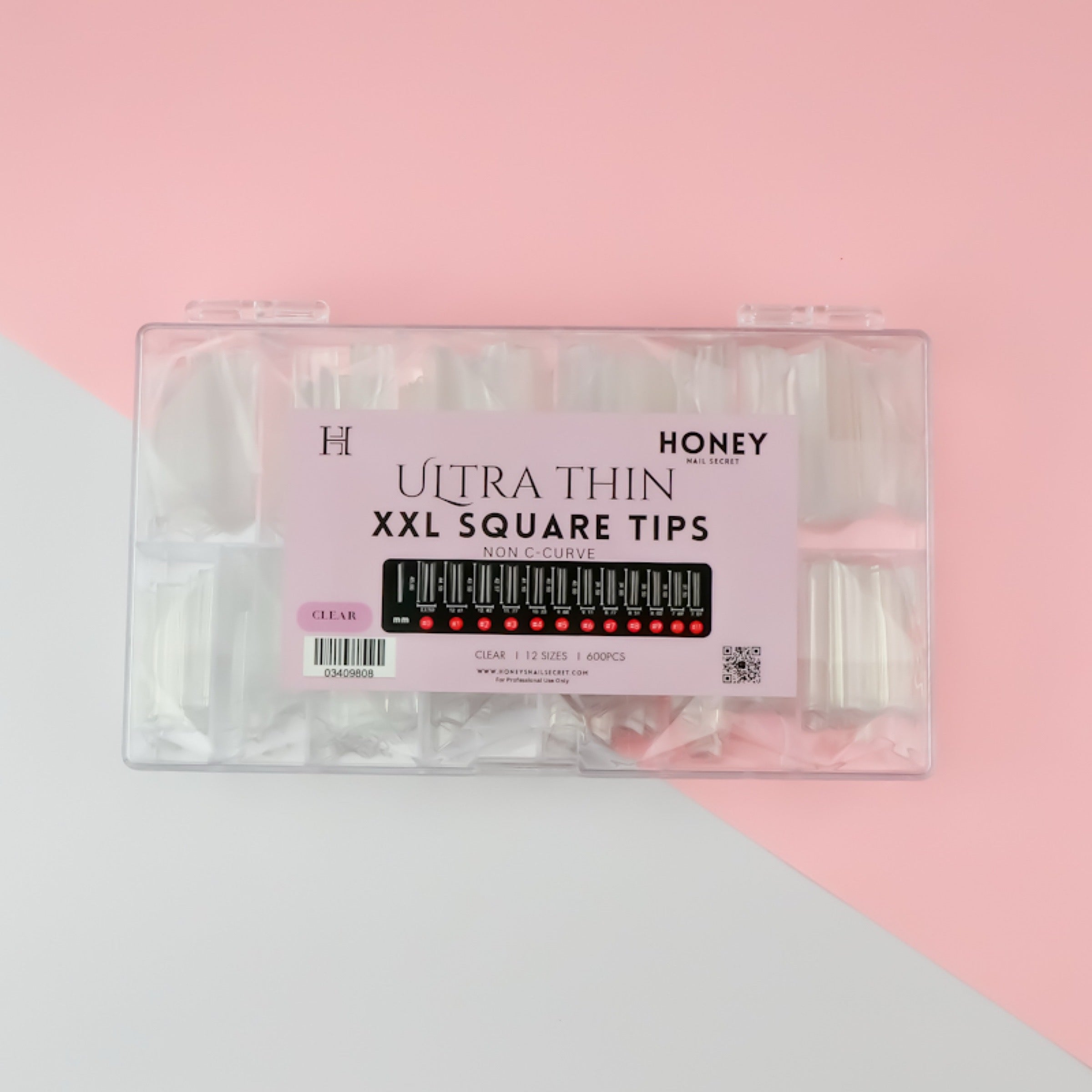 ULTRA THIN - XXL SQUARE NON C-CURVE TIPS ( CLEAR COLORS)