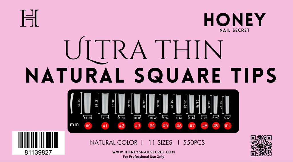 ULTRA THIN -  NATURAL SQUARE TIPS