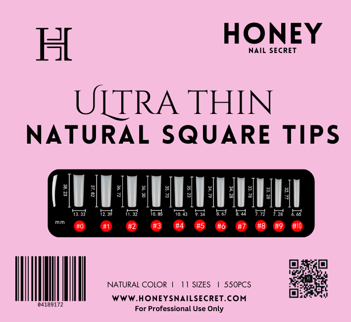 ULTRA THIN -  NATURAL SQUARE TIPS