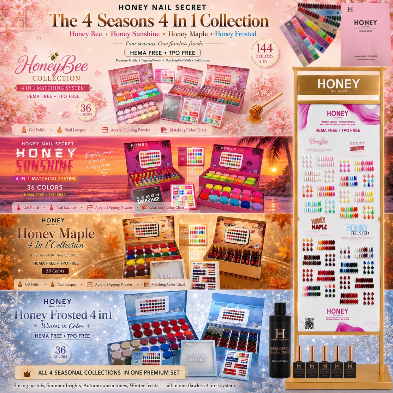 FULL LINE 4 in 1 HONEY ACRYLIC + GEL & LACQUER 144 COLORS