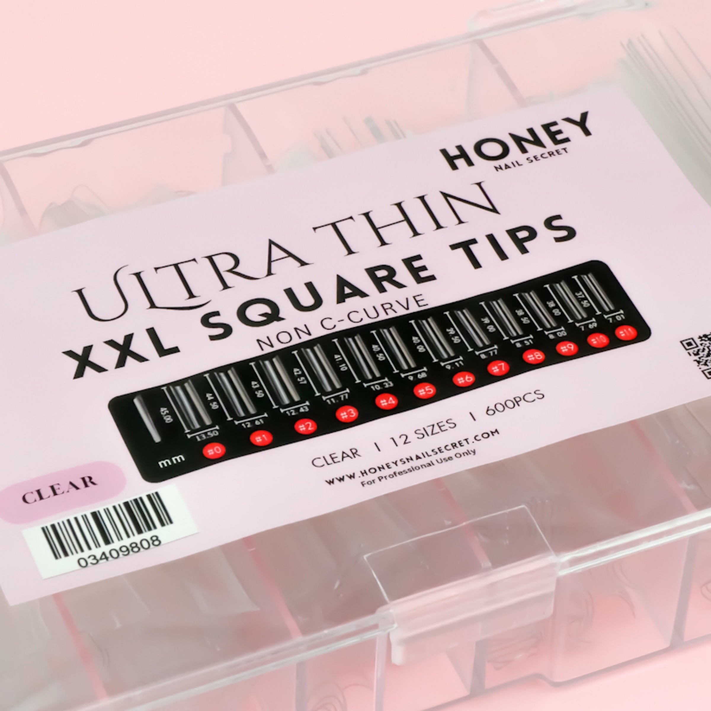 ULTRA THIN - XXL SQUARE NON C-CURVE TIPS ( CLEAR COLORS)