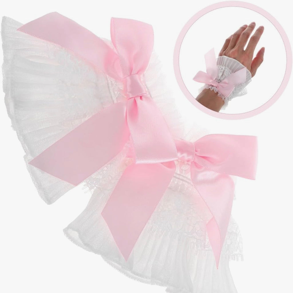 Lace Wrist Cuffs Detachable Bow Sleeve