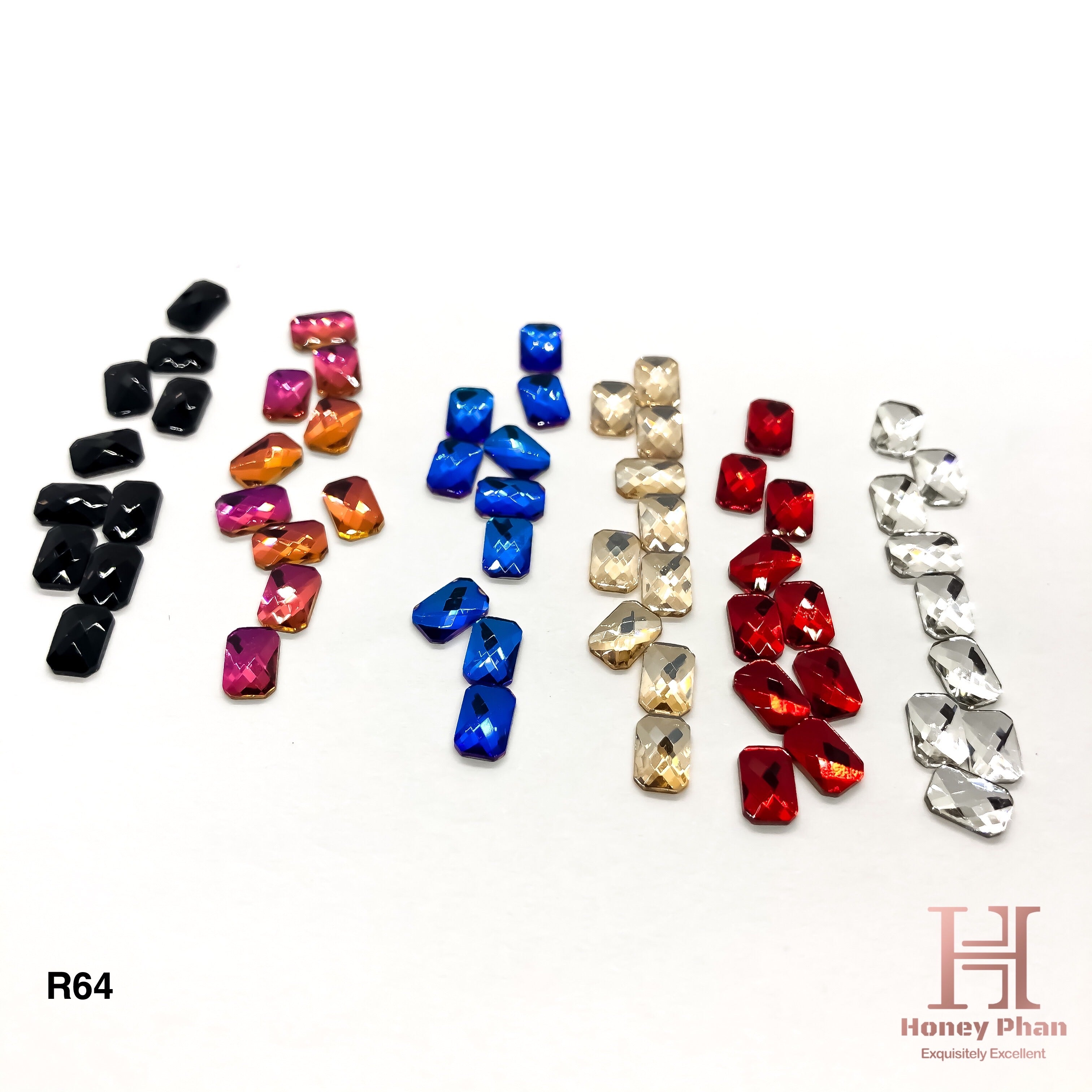 Infinity Rhinestones Small Rectangle (60 pcs/6 colors) -R64