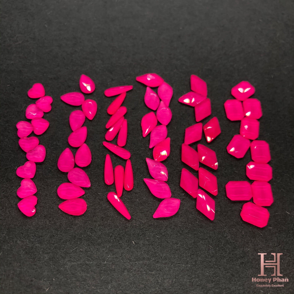 Neon Pink Rhinestones 6 shapes (60 pcs/6 shape) -R51