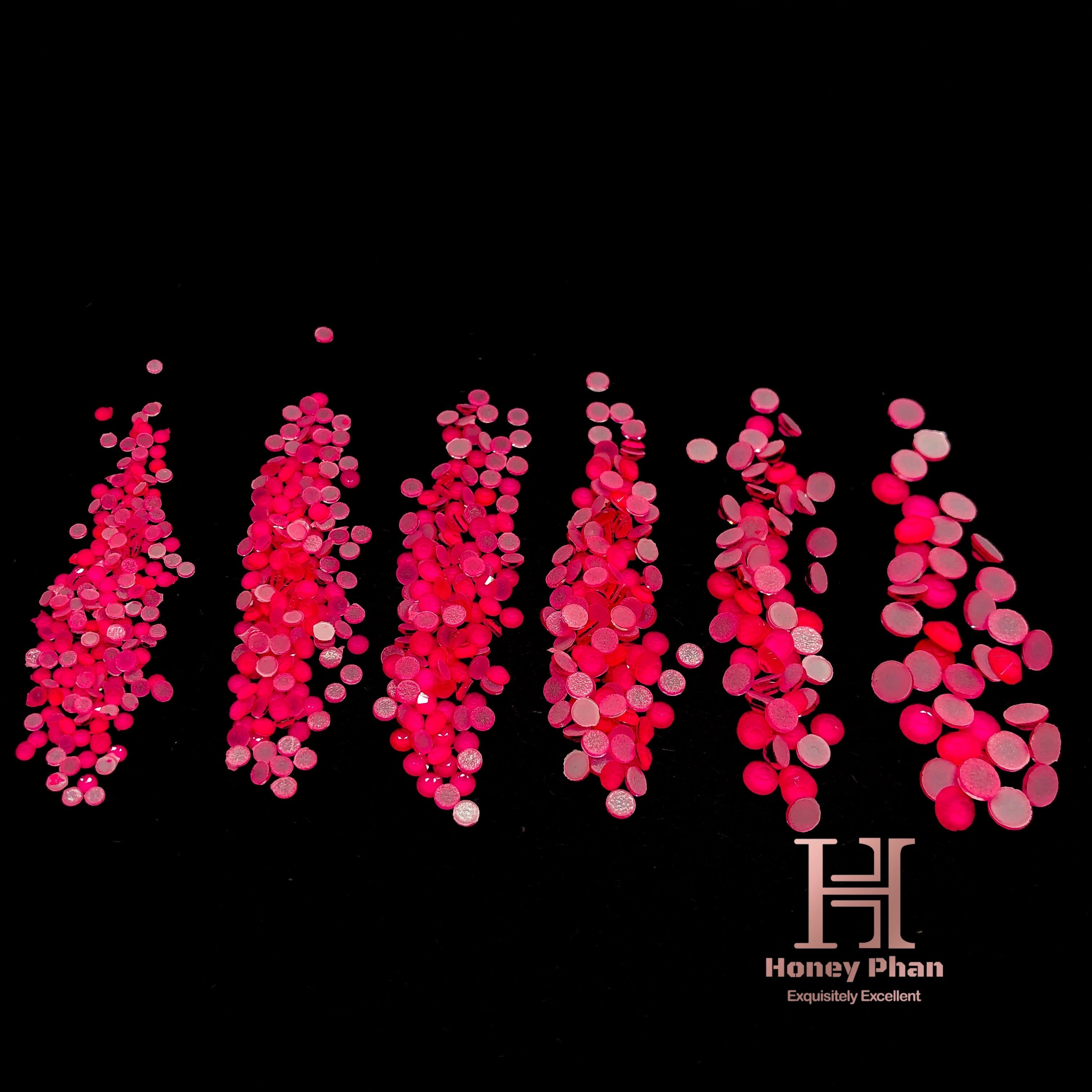 Neon Pink Rhinestones 6 size (1440pcs) -R55