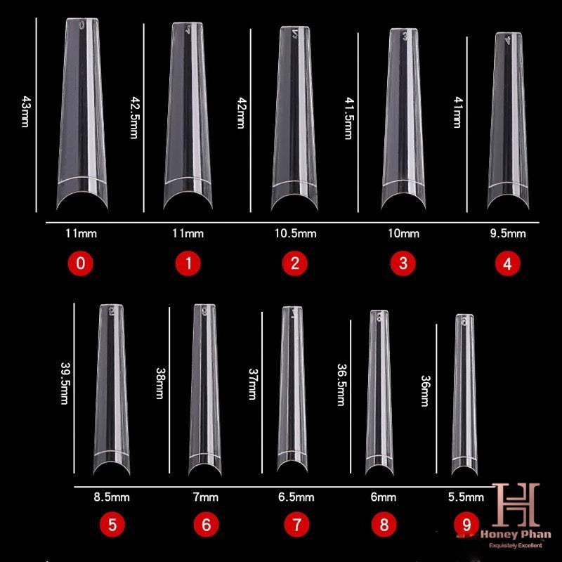 XXL COFFIN NON C- CURVE CLEAR TIPS (500 pcs)