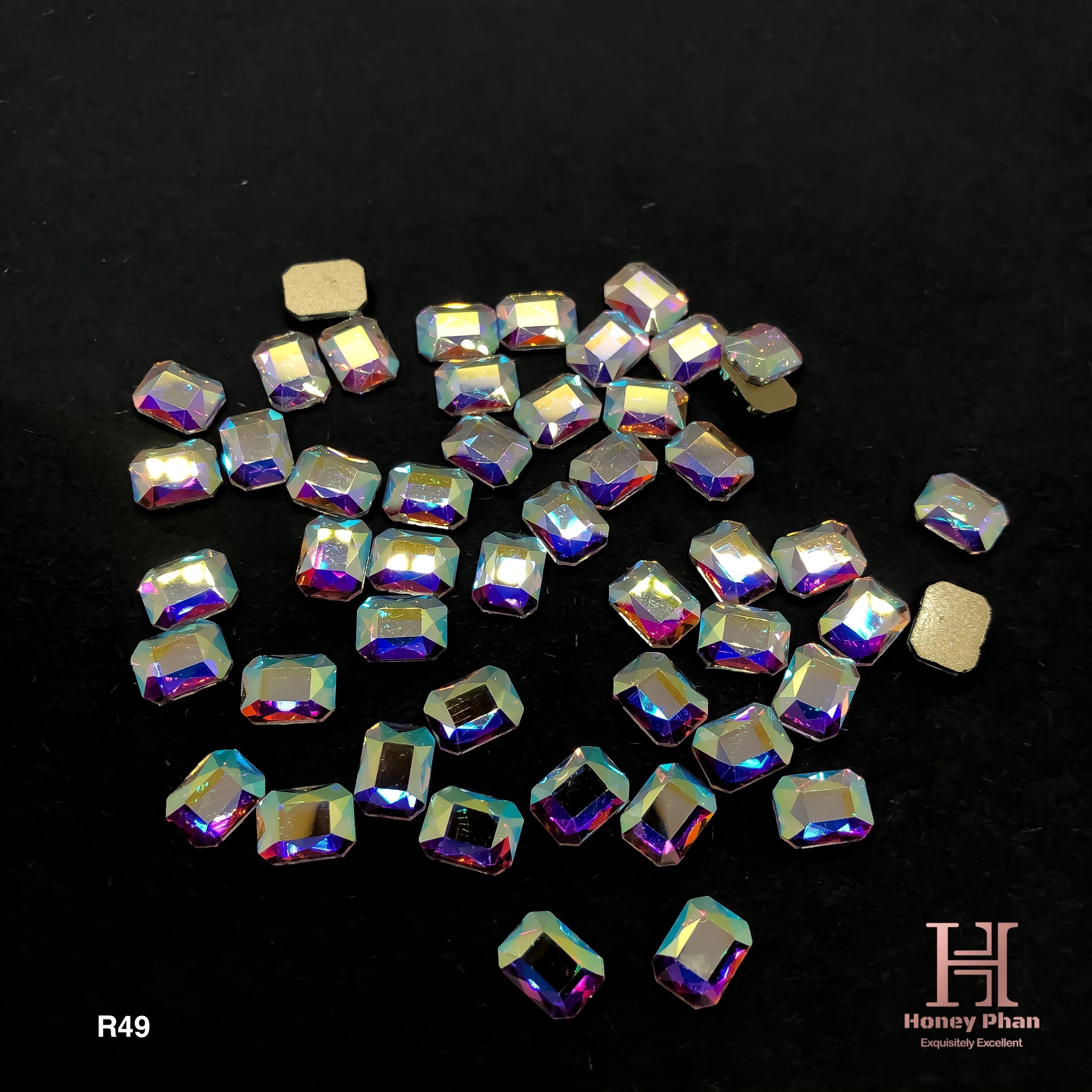 AB Rhinestone Small Rectangle Shape (50pcs) -R49